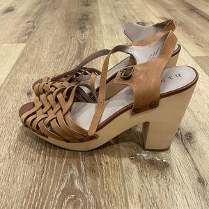 Strappy clog wedges